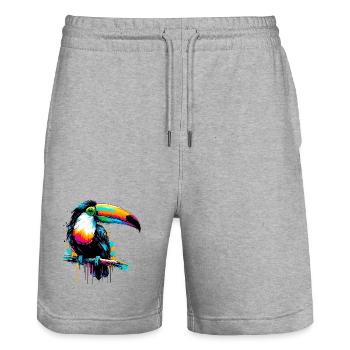 Toucan - Stanley/Stella Trainer Unisex Organic Jogging Shorts - heather grey - Front - Nik (191cm) & Marisol (170cm)