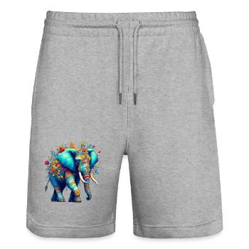 Elefant - Stanley/Stella Unisex Bio Joggingshorts Trainer  - Grau meliert - Vorne - Nik (191cm) & Marisol (170cm)