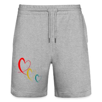 BONNE FÊTE MAMAN. MAMAN. FÊTE - Short de jogging bio TRAINER Stanley/Stella unisexe - gris chiné - Devant - Nik (191cm) & Marisol (170cm)