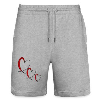 MOM. MOTHER'S DAY. HEART. HAPPY MOTHER'S DAY - Stanley/Stella Trainer Unisex Organic Jogging Shorts - heather grey - Front - Nik (191cm) & Marisol (170cm)