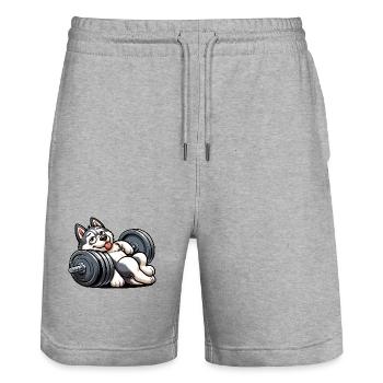 Fauler Husky Hantel Training Erschöpft Lustig - Stanley/Stella Unisex Bio Joggingshorts Trainer  - Grau meliert - Vorne - Nik (191cm) & Marisol (170cm)