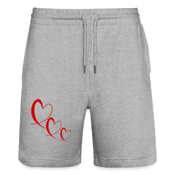 HEART. COUPLE. JUST MARRIED. Bachelorette party. VALENTINE'S DAY. - Stanley/Stella Trainer Unisex Organic Jogging Shorts - heather grey - Front - Nik (191cm) & Marisol (170cm)