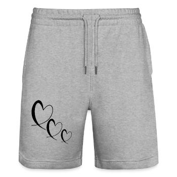 COEUR. MERCI. MAÎTRESSE. MAÎTRE. MERCI MAÎTRESSE. - Short de jogging bio TRAINER Stanley/Stella unisexe - gris chiné - Devant - Nik (191cm) & Marisol (170cm)