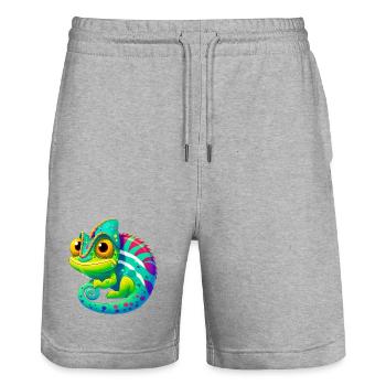 Caméléon - Short de jogging bio TRAINER Stanley/Stella unisexe - gris chiné - Devant - Nik (191cm) & Marisol (170cm)