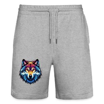 Wolf - Stanley/Stella Trainer Unisex Organic Jogging Shorts - heather grey - Front - Nik (191cm) & Marisol (170cm)