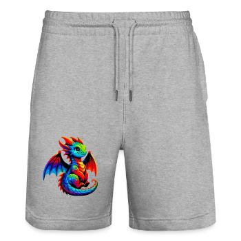 Drache - Stanley/Stella Unisex Bio Joggingshorts Trainer  - Grau meliert - Vorne - Nik (191cm) & Marisol (170cm)