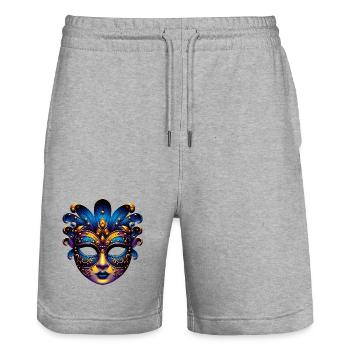 Masque du Carnaval de Venise - Short de jogging bio TRAINER Stanley/Stella unisexe - gris chiné - Devant - Nik (191cm) & Marisol (170cm)