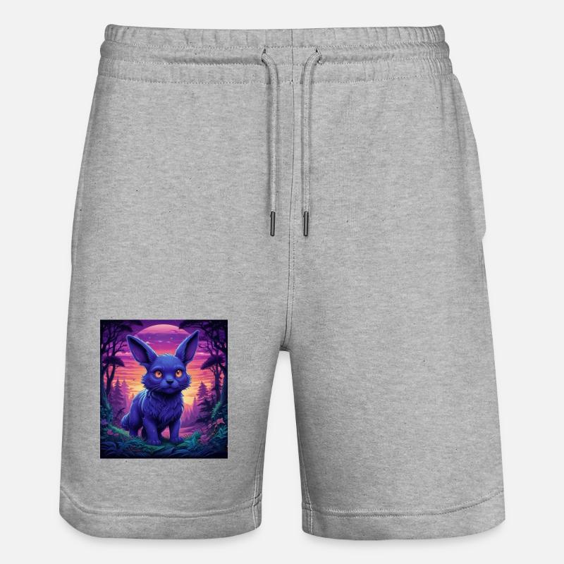 Neon Fuchs im Abendwald - Stanley/Stella Unisex Bio Joggingshorts Trainer  - Grau meliert