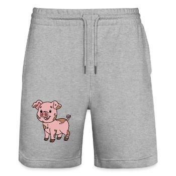 Cochon - Short de jogging bio TRAINER Stanley/Stella unisexe - gris chiné - Devant - Nik (191cm) & Marisol (170cm)