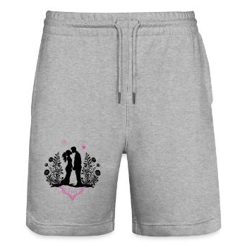 Küssendes Liebespaar Valentinstag Liebe - Stanley/Stella Unisex Bio Joggingshorts Trainer  - Grau meliert - Vorne - Nik (191cm) & Marisol (170cm)