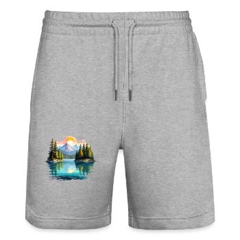 Serene Landscape Calm Tranquil Nature Outdoors - Stanley/Stella Trainer Unisex Organic Jogging Shorts - heather grey - Front - Nik (191cm) & Marisol (170cm)
