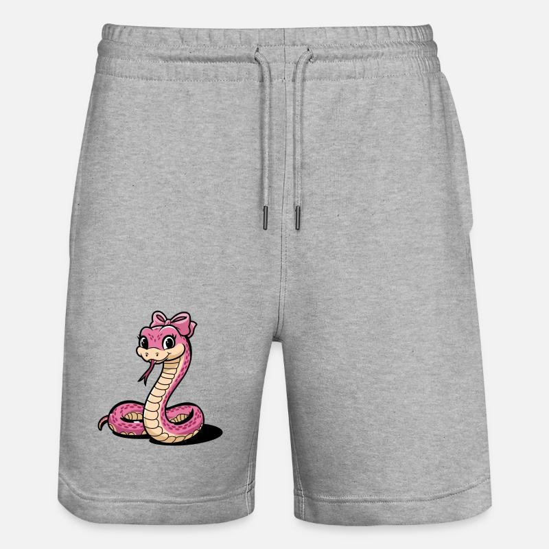 Arc rose serpent dessin animé - Short de jogging bio TRAINER Stanley/Stella unisexe - gris chiné