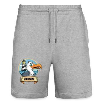Moin -Möve avec phare - Short de jogging bio TRAINER Stanley/Stella unisexe - gris chiné - Devant - Nik (191cm) & Marisol (170cm)