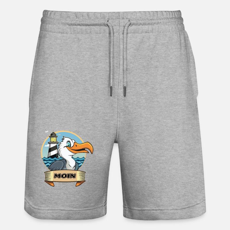 Moin -Möve with lighthouse - Stanley/Stella Trainer Unisex Organic Jogging Shorts - heather grey