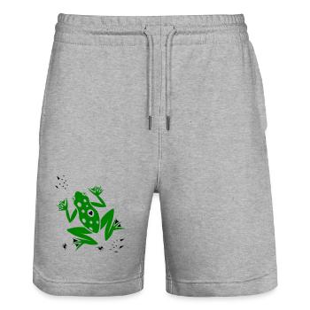Frosch mit Herz und Ameisen - Stanley/Stella Unisex Bio Joggingshorts Trainer  - Grau meliert - Vorne - Nik (191cm) & Marisol (170cm)