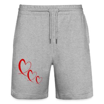 MOTHER'S DAY. HEART. HAPPY BIRTHDAY. MOM - Stanley/Stella Trainer Unisex Organic Jogging Shorts - heather grey - Front - Nik (191cm) & Marisol (170cm)