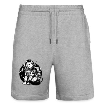 Astronauten Katze - Stanley/Stella Unisex Bio Joggingshorts Trainer  - Grau meliert - Vorne - Nik (191cm) & Marisol (170cm)