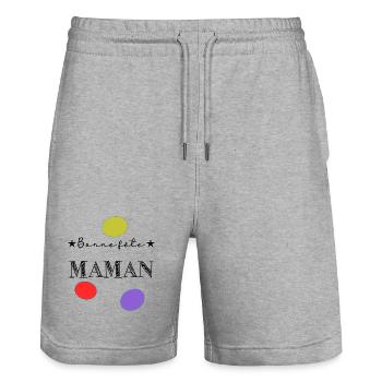 MAMA. MUTTERTAG. SCHÖNEN MUTTERTAG - Stanley/Stella Unisex Bio Joggingshorts Trainer  - Grau meliert - Vorne - Nik (191cm) & Marisol (170cm)
