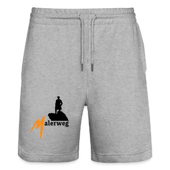 Malerweg Elbe Sandstone Mountains Saxon Switzerland - Stanley/Stella Trainer Unisex Organic Jogging Shorts - heather grey - Front - Nik (191cm) & Marisol (170cm)