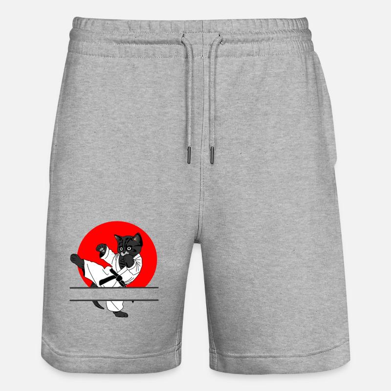 Chat noir karaté soleil - Short de jogging bio TRAINER Stanley/Stella unisexe - gris chiné