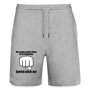 Nie wieder gelbe Zahne in 30 Sekunden - Stanley/Stella Unisex Bio Joggingshorts Trainer  - Grau meliert - Vorne - Nik (191cm) & Marisol (170cm)