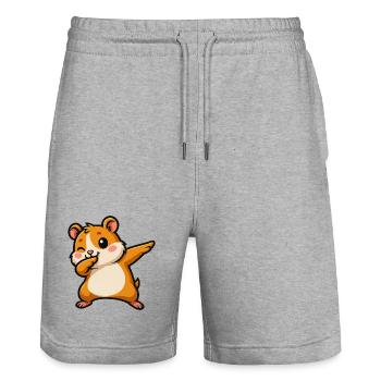 Dessin animé mignon cochon d’Inde hamster - Short de jogging bio TRAINER Stanley/Stella unisexe - gris chiné - Devant - Nik (191cm) & Marisol (170cm)