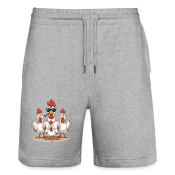 Famille de Coqs Attitude Fun - Short de jogging bio TRAINER Stanley/Stella unisexe - gris chiné - Devant - Nik (191cm) & Marisol (170cm)