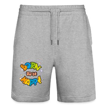 Né pour être heureux - Short de jogging bio TRAINER Stanley/Stella unisexe - gris chiné - Devant - Nik (191cm) & Marisol (170cm)