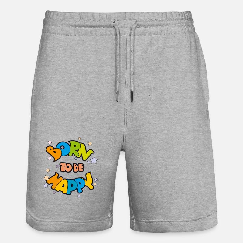 Né pour être heureux - Short de jogging bio TRAINER Stanley/Stella unisexe - gris chiné