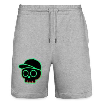 Neon Schädel Cap - Stanley/Stella Unisex Bio Joggingshorts Trainer  - Grau meliert - Vorne - Nik (191cm) & Marisol (170cm)