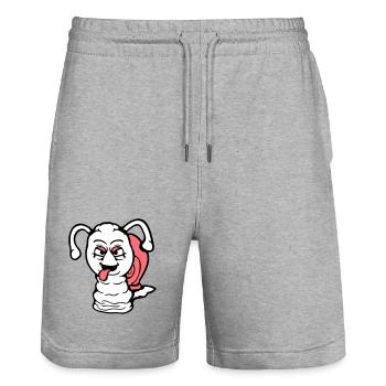 Schnecke frech Zunge rausstrecken böse klein cool - Stanley/Stella Unisex Bio Joggingshorts Trainer  - Grau meliert - Vorne - Nik (191cm) & Marisol (170cm)