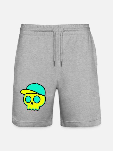 Neon Schädel Cap Streetwear - Stanley/Stella Unisex Bio Joggingshorts Trainer  - Grau meliert