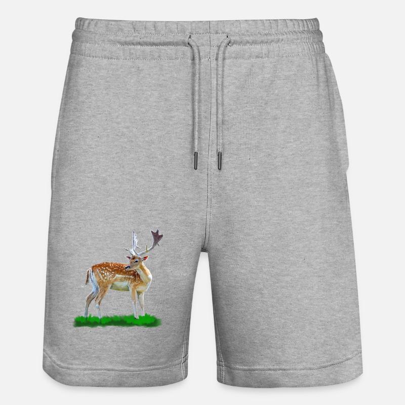 Style aquarelle cerf de forêt - Short de jogging bio TRAINER Stanley/Stella unisexe - gris chiné