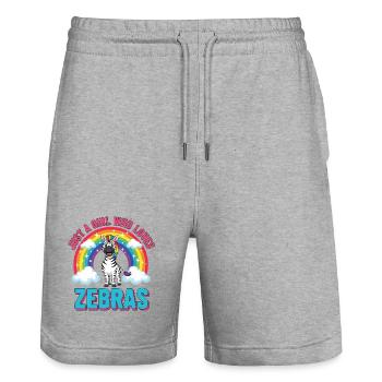 Süßes Zebra Cartoon Regenbogen Mädchen Spruch - Stanley/Stella Unisex Bio Joggingshorts Trainer  - Grau meliert - Vorne - Nik (191cm) & Marisol (170cm)