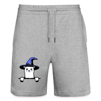 Llama Wizard Cute Look Magical Witch Hat Cute - Stanley/Stella Trainer Unisex Organic Jogging Shorts - heather grey - Front - Nik (191cm) & Marisol (170cm)