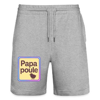 Papa Poule - Vatertag - Stanley/Stella Unisex Bio Joggingshorts Trainer  - Grau meliert - Vorne - Nik (191cm) & Marisol (170cm)