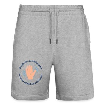 Farewell Joke Hand Graphic, Oxymoron - Stanley/Stella Trainer Unisex Organic Jogging Shorts - heather grey - Front - Nik (191cm) & Marisol (170cm)