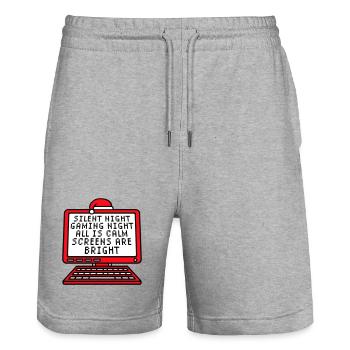 Silent Night Gaming Night All Calm Screens Bright - Stanley/Stella Unisex Bio Joggingshorts Trainer  - Grau meliert - Vorne - Nik (191cm) & Marisol (170cm)
