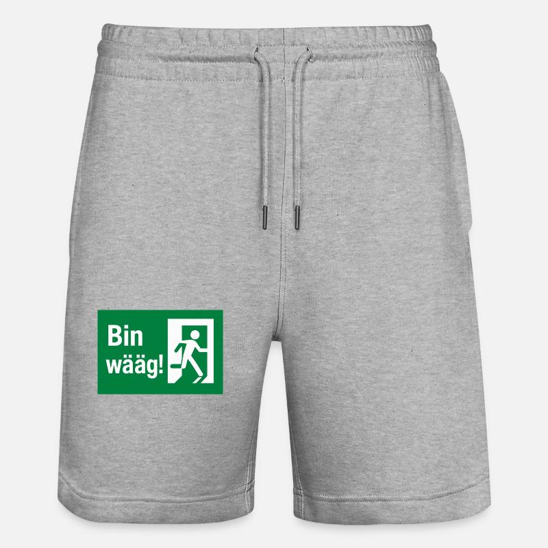 Bin wääg Exit Humor - Stanley/Stella Unisex Bio Joggingshorts Trainer  - Grau meliert