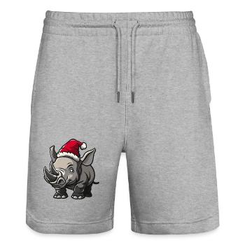 Nashorn Weihnachten - Stanley/Stella Unisex Bio Joggingshorts Trainer  - Grau meliert - Vorne - Nik (191cm) & Marisol (170cm)