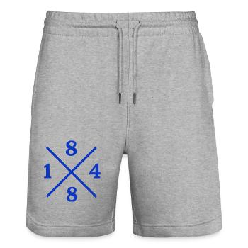 1848 – Bochum Ruhrpott Original - Stanley/Stella Unisex Bio Joggingshorts Trainer  - Grau meliert - Vorne - Nik (191cm) & Marisol (170cm)