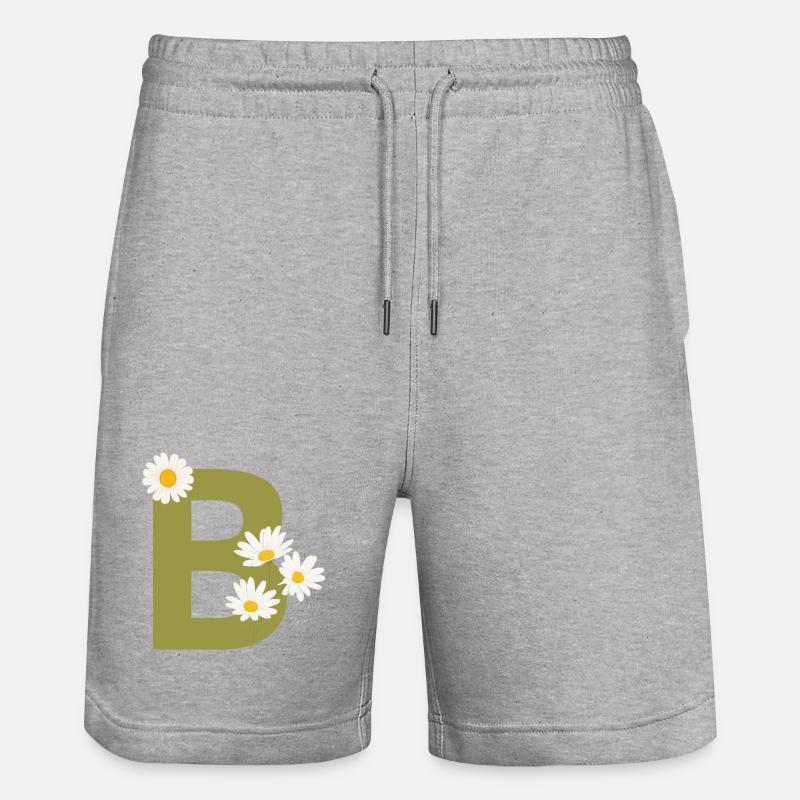 Buchstabe b grüne Gänseblümchen - Stanley/Stella Unisex Bio Joggingshorts Trainer  - Grau meliert