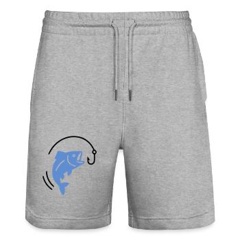 Pêche au poisson sur hameçon logo - Short de jogging bio TRAINER Stanley/Stella unisexe - gris chiné - Devant - Nik (191cm) & Marisol (170cm)