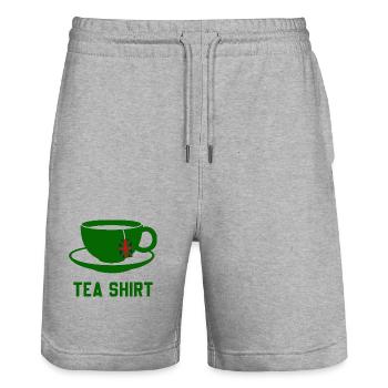 Tea Shirt – Calm Teacup Pun - Stanley/Stella Trainer Unisex Organic Jogging Shorts - heather grey - Front - Nik (191cm) & Marisol (170cm)
