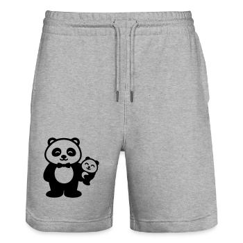 Panda Vater Baby Geschenk Familie - Stanley/Stella Unisex Bio Joggingshorts Trainer  - Grau meliert - Vorne - Nik (191cm) & Marisol (170cm)
