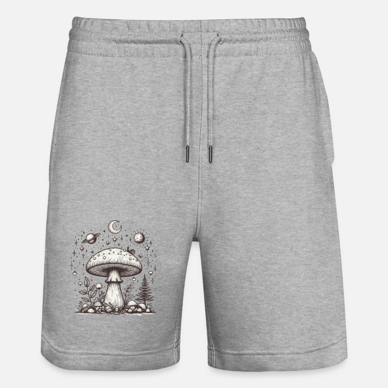 Toadstool Mushroom Psilo - Stanley/Stella Trainer Unisex Organic Jogging Shorts - heather grey