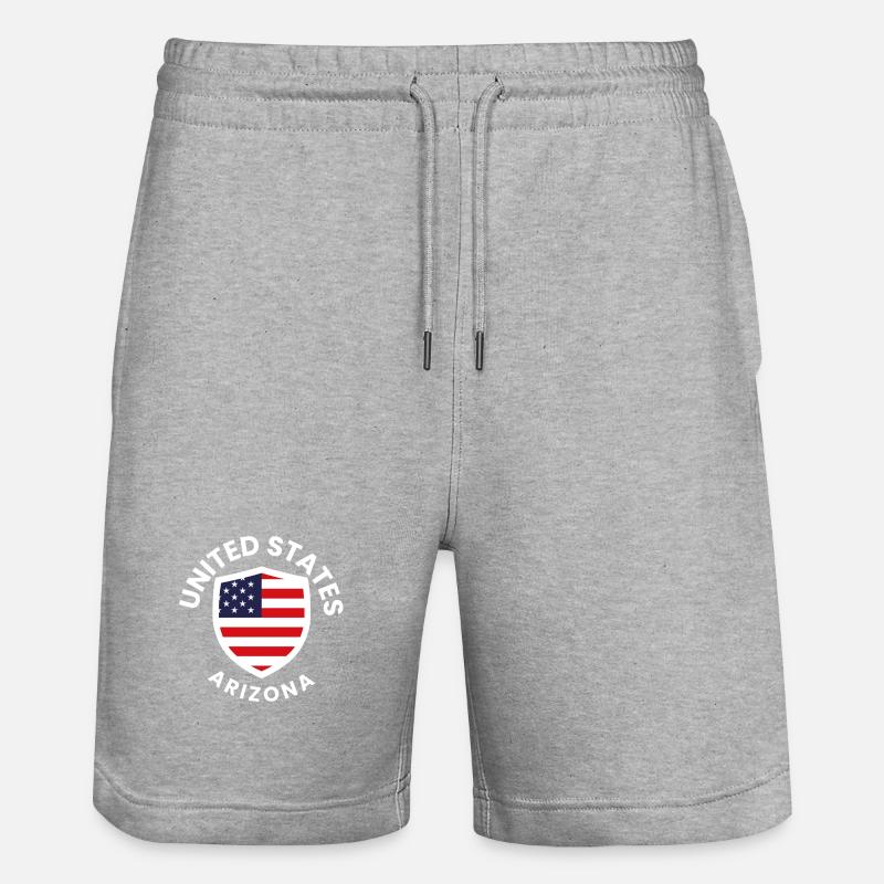 Arizona Shield mit der US-Flagge - Stanley/Stella Unisex Bio Joggingshorts Trainer - Grau meliert
