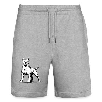 Dogo Argentino in a proud pose - Stanley/Stella Trainer Unisex Organic Jogging Shorts - heather grey - Front - Nik (191cm) & Marisol (170cm)