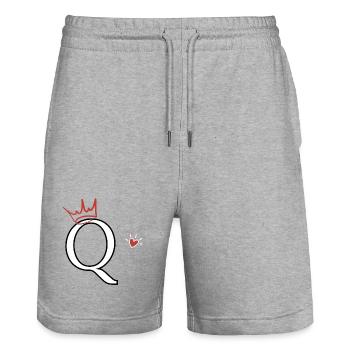 Buchstabe Q Kronenherz - Stanley/Stella Unisex Bio Joggingshorts Trainer  - Grau meliert - Vorne - Nik (191cm) & Marisol (170cm)