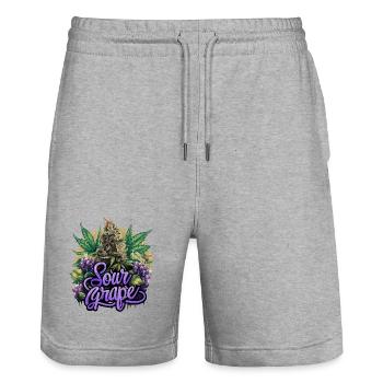 Sour Grape - Stanley/Stella Trainer Unisex Organic Jogging Shorts - heather grey - Front - Nik (191cm) & Marisol (170cm)